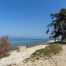 THASSOS, GREECE - APRIL 5, 2016: Beach of Ormos Prinou, Thassos island, East Macedonia and Thrace, Greece
