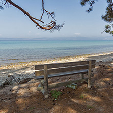 THASSOS, GREECE - APRIL 5, 2016: Beach of Ormos Prinou, Thassos island, East Macedonia and Thrace, Greece