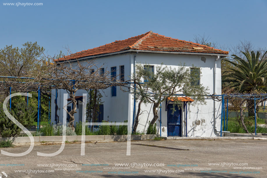 THASSOS, GREECE - APRIL 5, 2016: Old houses in Skala Rachoniou, Thassos island, East Macedonia and Thrace, Greece