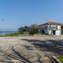 THASSOS, GREECE - APRIL 5, 2016: Old houses in Skala Rachoniou, Thassos island, East Macedonia and Thrace, Greece