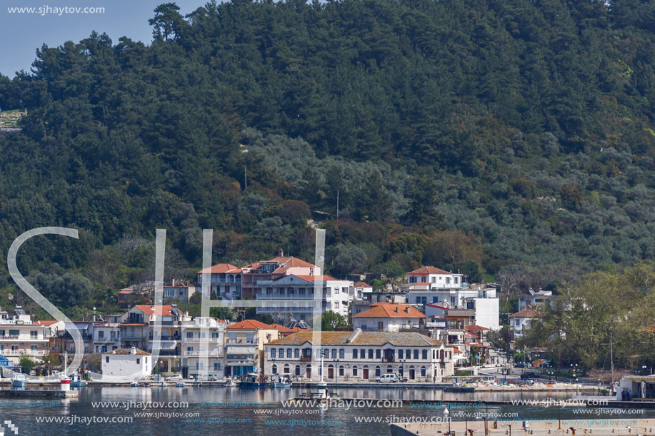 THASSOS, GREECE - APRIL 5, 2016:  Panoramic view of Thassos town, East Macedonia and Thrace, Greece