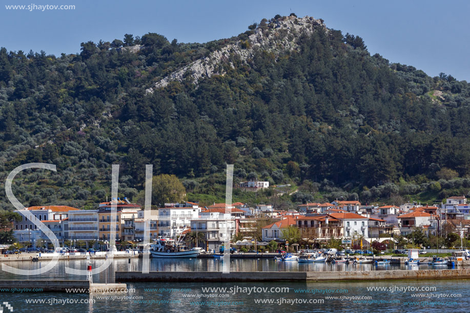 THASSOS, GREECE - APRIL 5, 2016:  Panoramic view of Thassos town, East Macedonia and Thrace, Greece