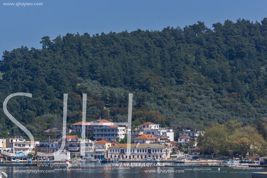 THASSOS, GREECE - APRIL 5, 2016:  Panoramic view of Thassos town, East Macedonia and Thrace, Greece