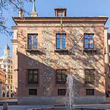 MADRID, SPAIN - JANUARY 22, 2018: House of Seven Chimneys in City of Madrid, Spain