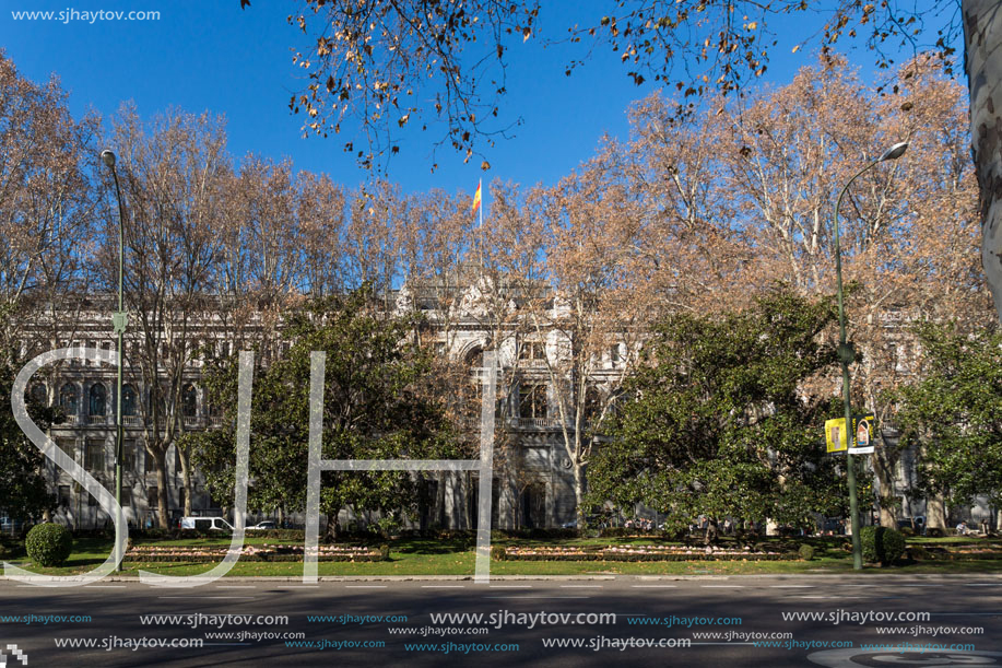 MADRID, SPAIN - JANUARY 22, 2018: Building of Bank of Spain in City of Madrid, Spain