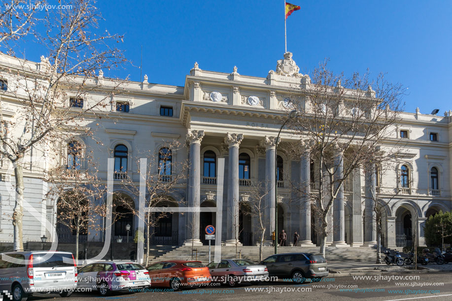 MADRID, SPAIN - JANUARY 22, 2018: Building of Stock Exchange in City of Madrid, Spain