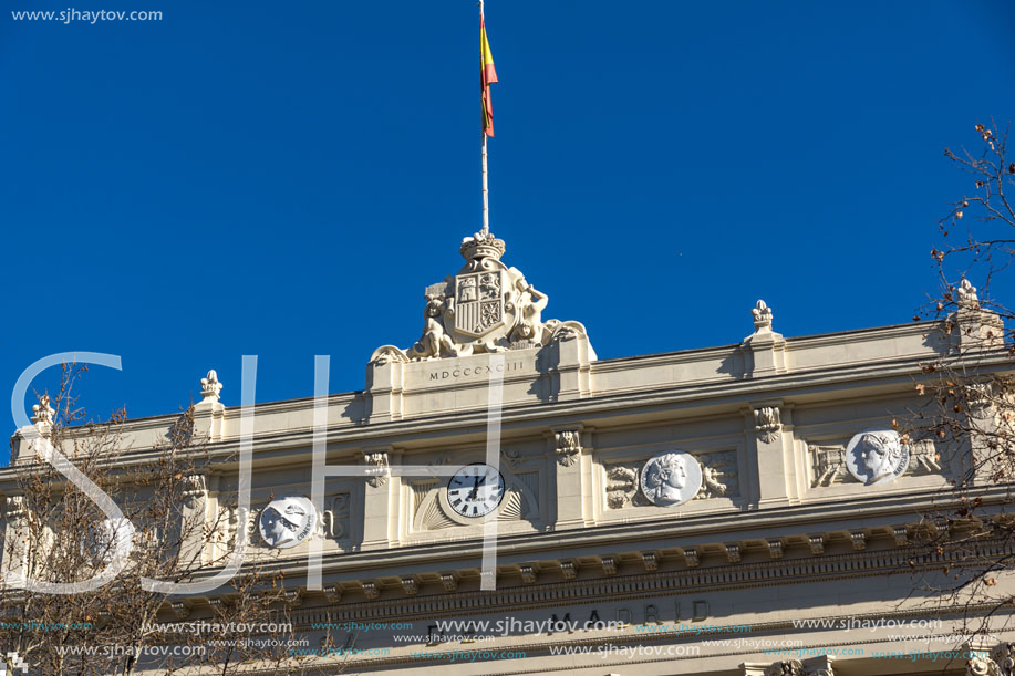 MADRID, SPAIN - JANUARY 22, 2018: Building of Stock Exchange in City of Madrid, Spain