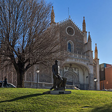 MADRID, SPAIN - JANUARY 22, 2018:  Amazing view of San Jeronimo el Rea church in City of Madrid, Spain