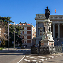 MADRID, SPAIN - JANUARY 22, 2018: Maria Cristina de Borbon Statue in front of Museum of the Prado in City of Madrid, Spain