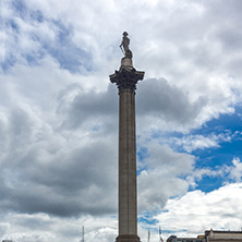 LONDON, ENGLAND - JUNE 16 2016: Nelson"s Column at Trafalgar Square, City of London, England, Great Britain