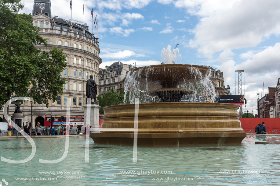 LONDON, ENGLAND - JUNE 16 2016: Trafalgar Square, City of London, England, Great Britain