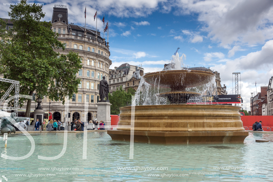 LONDON, ENGLAND - JUNE 16 2016: Trafalgar Square, City of London, England, Great Britain