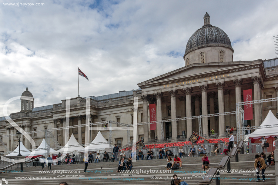 LONDON, ENGLAND - JUNE 16 2016: Trafalgar Square, City of London, England, Great Britain