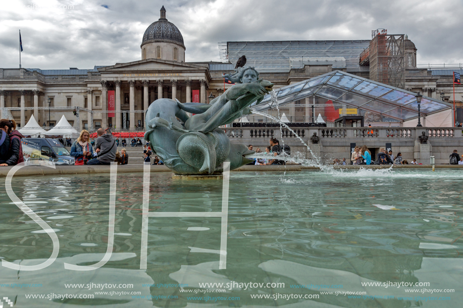 LONDON, ENGLAND - JUNE 16 2016: Trafalgar Square, City of London, England, Great Britain