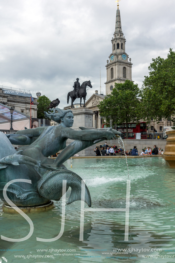 LONDON, ENGLAND - JUNE 16 2016: Trafalgar Square, City of London, England, Great Britain