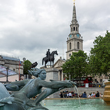 LONDON, ENGLAND - JUNE 16 2016: Trafalgar Square, City of London, England, Great Britain