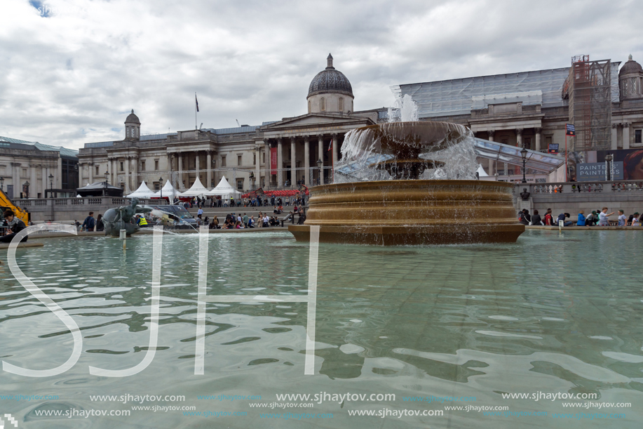 LONDON, ENGLAND - JUNE 16 2016: Trafalgar Square, City of London, England, Great Britain