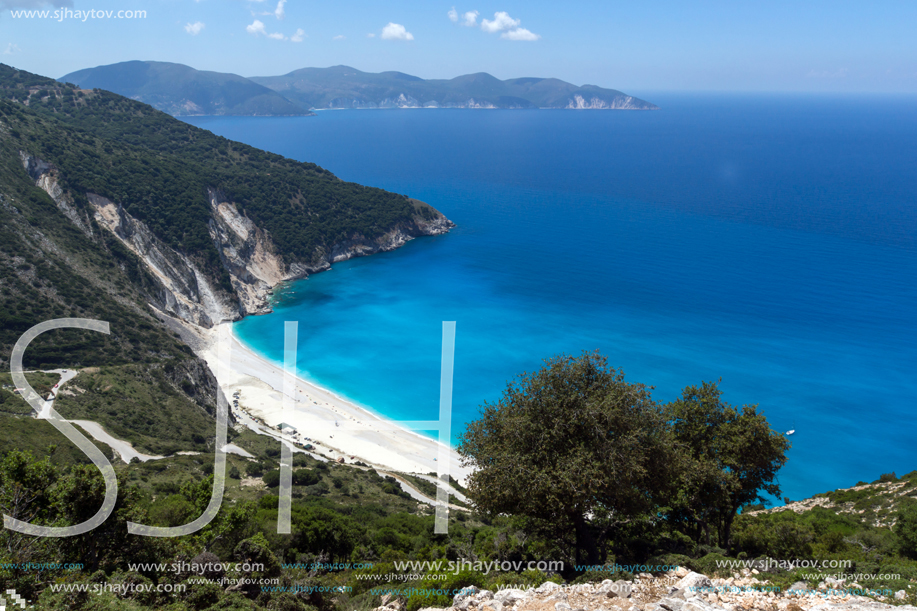 Amazing Landscape of Myrtos beach, Kefalonia, Ionian islands, Greece