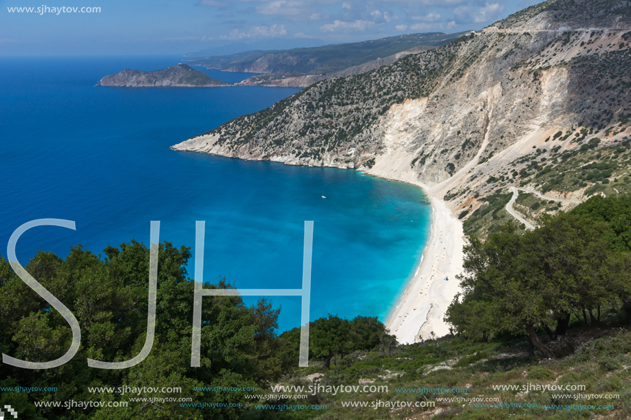 Amazing Landscape of Myrtos beach, Kefalonia, Ionian islands, Greece