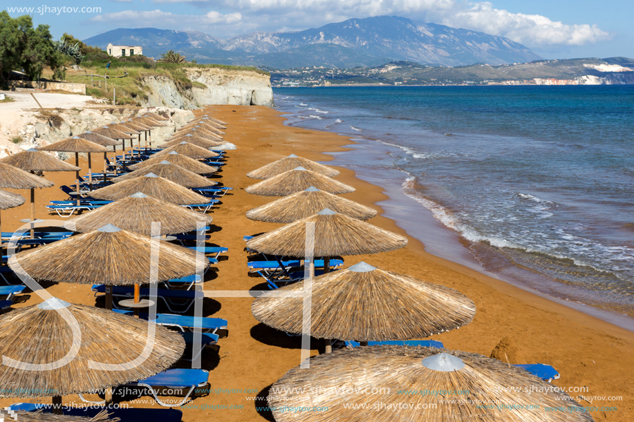 Red sands of xsi beach, Kefalonia, Ionian Islands, Greece