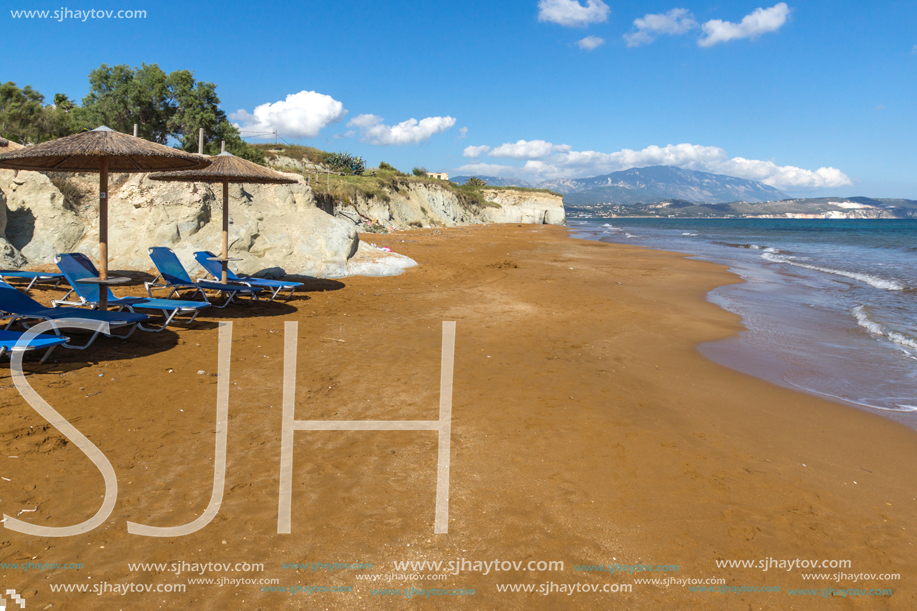 Red sands of xsi beach, Kefalonia, Ionian Islands, Greece