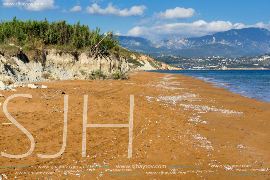 Red sands of xsi beach, Kefalonia, Ionian Islands, Greece