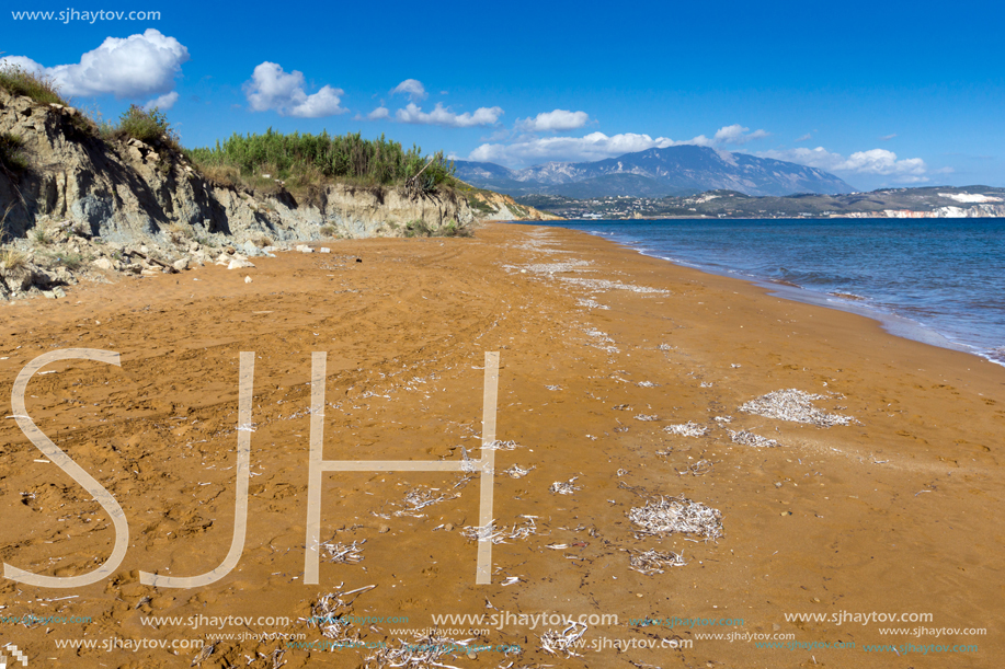 Red sands of xsi beach, Kefalonia, Ionian Islands, Greece