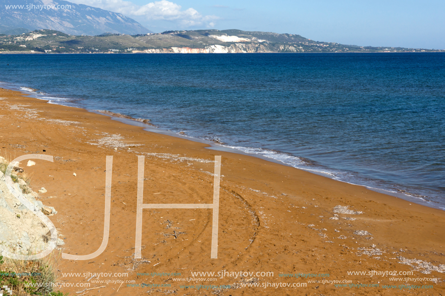 Red sands of xsi beach, Kefalonia, Ionian Islands, Greece