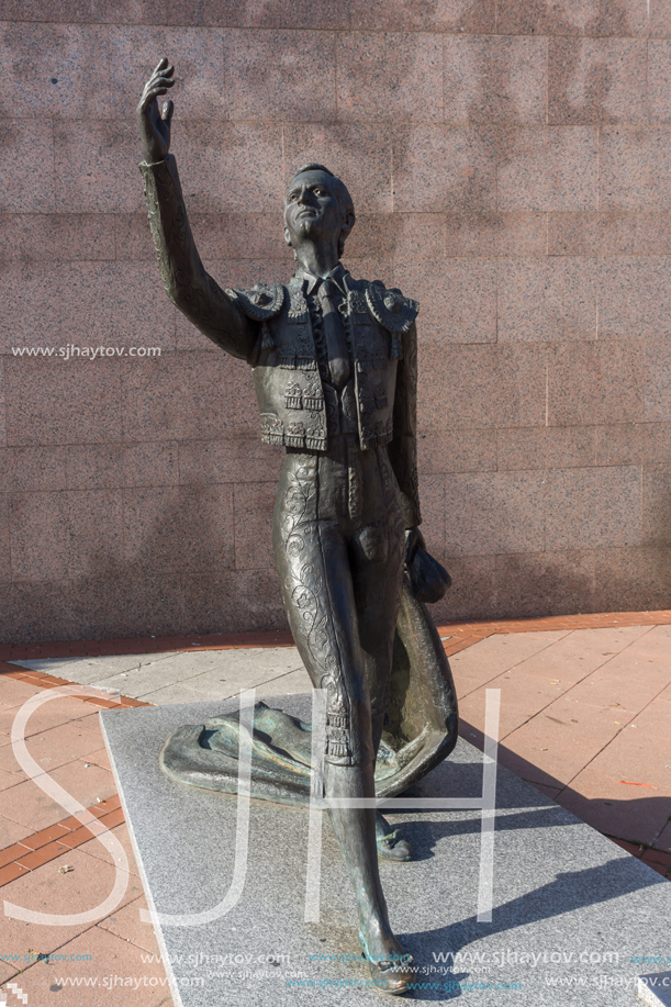 MADRID, SPAIN - JANUARY 24, 2018:  Sculpture in front of Las Ventas Bullring (Plaza de Toros de Las Ventas) in City of Madrid, Spain