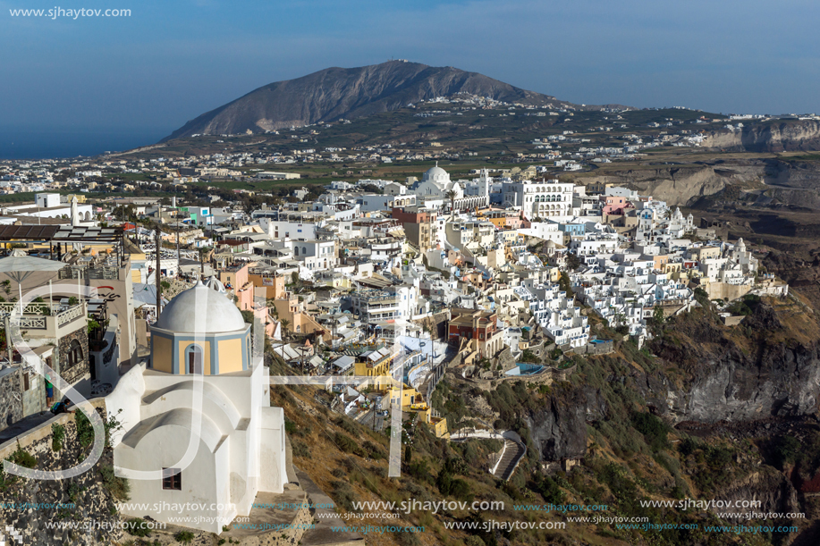 SANTORINI, GREECE - MAY 5, 2013: Panoramic view of Santorini island, Thira, Cyclades, Greece