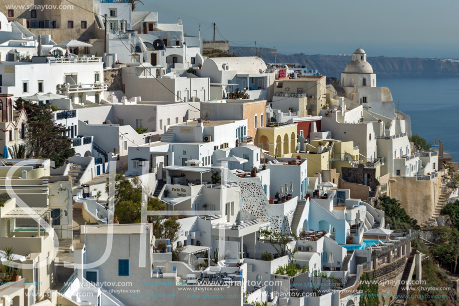 SANTORINI, GREECE - MAY 4, 2013: Panoramic view of Santorini island, Thira, Cyclades, Greece