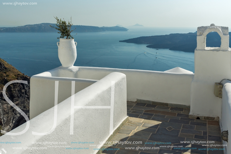 SANTORINI, GREECE - MAY 4, 2013: Panoramic view of Santorini island, Thira, Cyclades, Greece