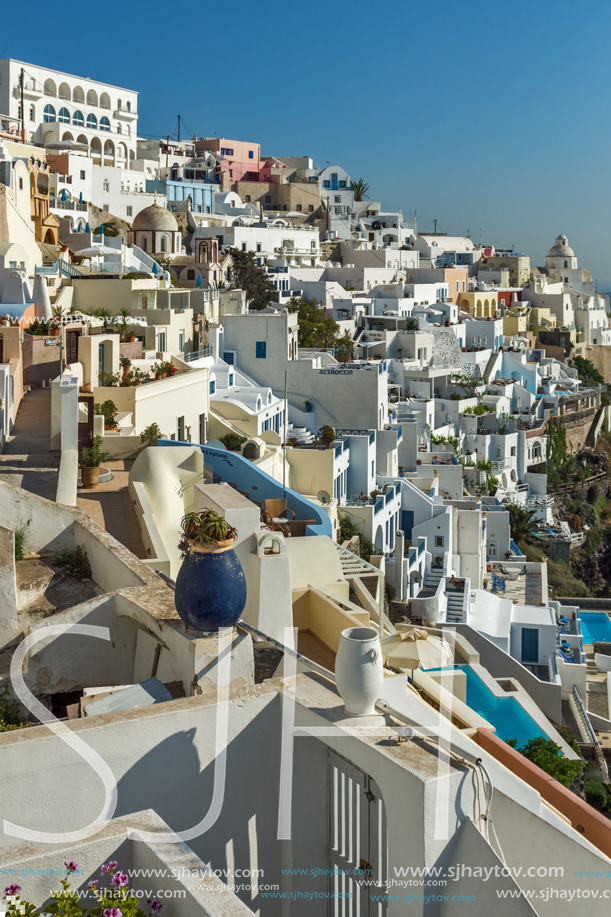 SANTORINI, GREECE - MAY 4, 2013: Panoramic view of Santorini island, Thira, Cyclades, Greece