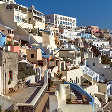 SANTORINI, GREECE - MAY 4, 2013: Panoramic view of Santorini island, Thira, Cyclades, Greece