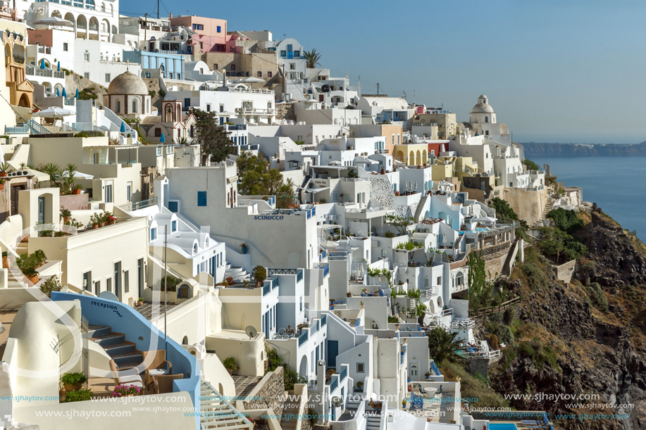 SANTORINI, GREECE - MAY 4, 2013: Panoramic view of Santorini island, Thira, Cyclades, Greece