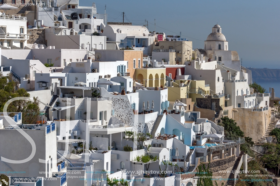 SANTORINI, GREECE - MAY 4, 2013: Panoramic view of Santorini island, Thira, Cyclades, Greece