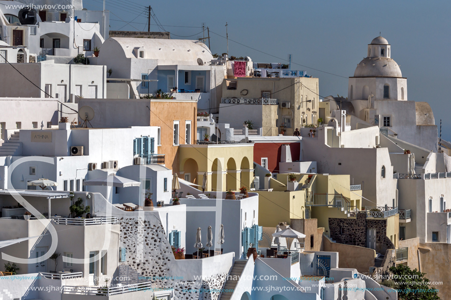 SANTORINI, GREECE - MAY 4, 2013: Panoramic view of Santorini island, Thira, Cyclades, Greece