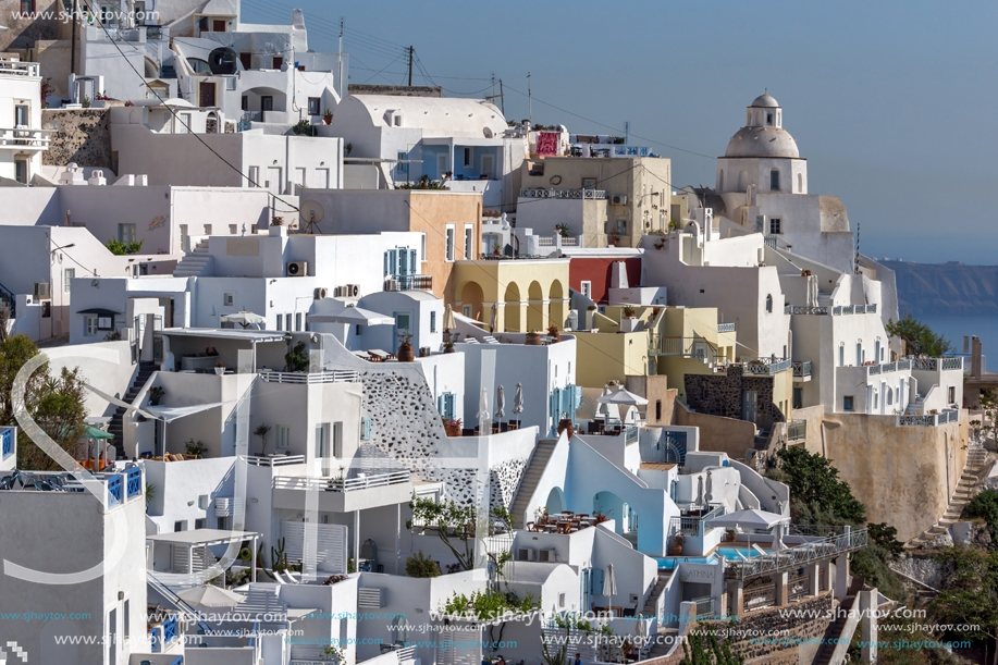 SANTORINI, GREECE - MAY 4, 2013: Panoramic view of Santorini island, Thira, Cyclades, Greece