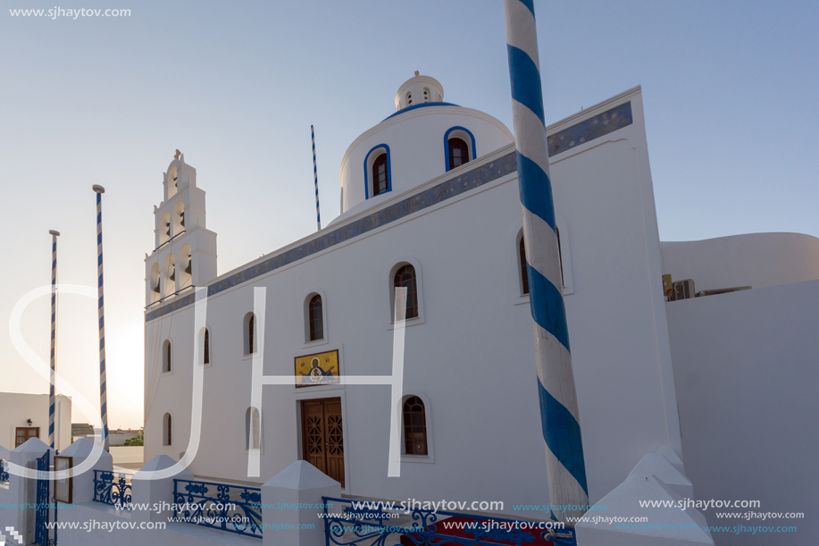 SANTORINI, GREECE - MAY 4, 2013: Ekklisia Panagia Platsani in town of Oia, Santorini island, Thira, Cyclades, Greece