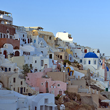 SANTORINI, GREECE - MAY 4, 2013: Amazing Sunset in town of Oia, Santorini island, Thira, Cyclades, Greece