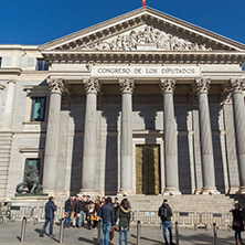 MADRID, SPAIN - JANUARY 22, 2018: Building of Congress of Deputies (Congreso de los Diputados) in City of Madrid, Spain