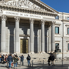 MADRID, SPAIN - JANUARY 22, 2018: Building of Congress of Deputies (Congreso de los Diputados) in City of Madrid, Spain