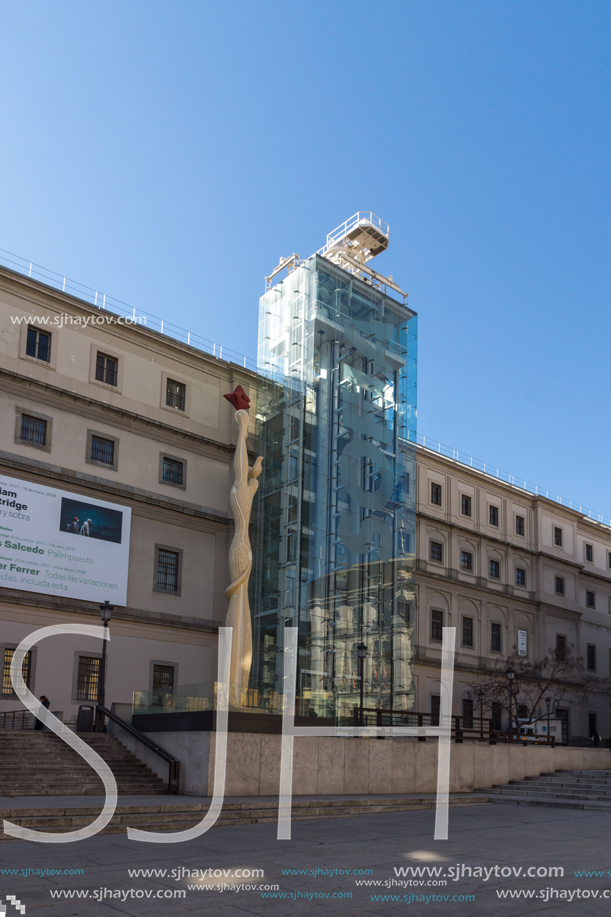 MADRID, SPAIN - JANUARY 22, 2018: Reina Sofia National Art Center Museum (Museo Nacional Centro de Arte Reina Sofía) in City of Madrid, Spain