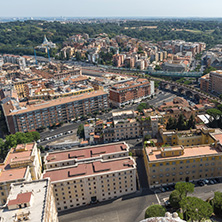 Amazing Panorama to Vatican and city of Rome from dome of St. Peter"s Basilica, Italy