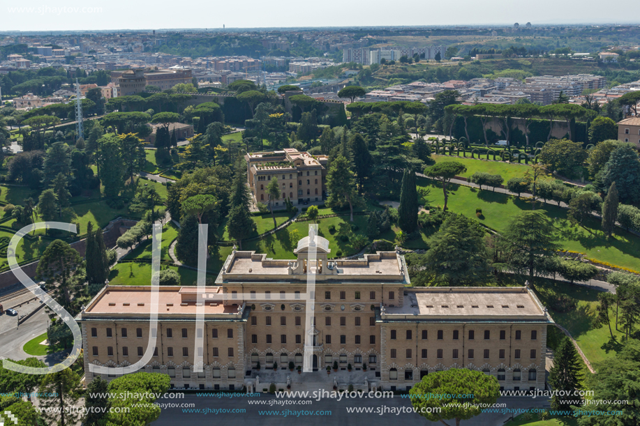 Amazing Panorama to Vatican and city of Rome from dome of St. Peter"s Basilica, Italy