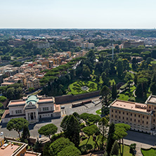 Amazing Panorama to Vatican and city of Rome from dome of St. Peter"s Basilica, Italy