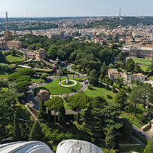 Amazing Panorama to Vatican and city of Rome from dome of St. Peter"s Basilica, Italy