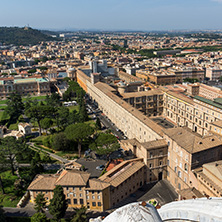 Amazing Panorama to Vatican and city of Rome from dome of St. Peter"s Basilica, Italy