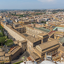 Amazing Panorama to Vatican and city of Rome from dome of St. Peter"s Basilica, Italy