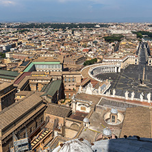 Amazing Panorama to Vatican and city of Rome from dome of St. Peter"s Basilica, Italy
